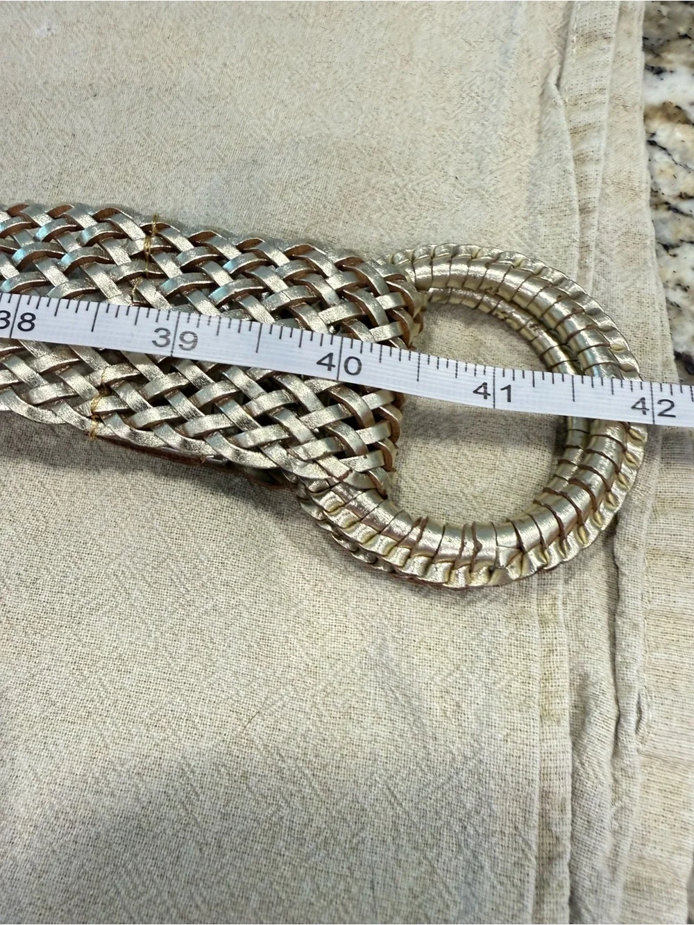 J. Crew metallic gold braided leather belt retro 70s S/M